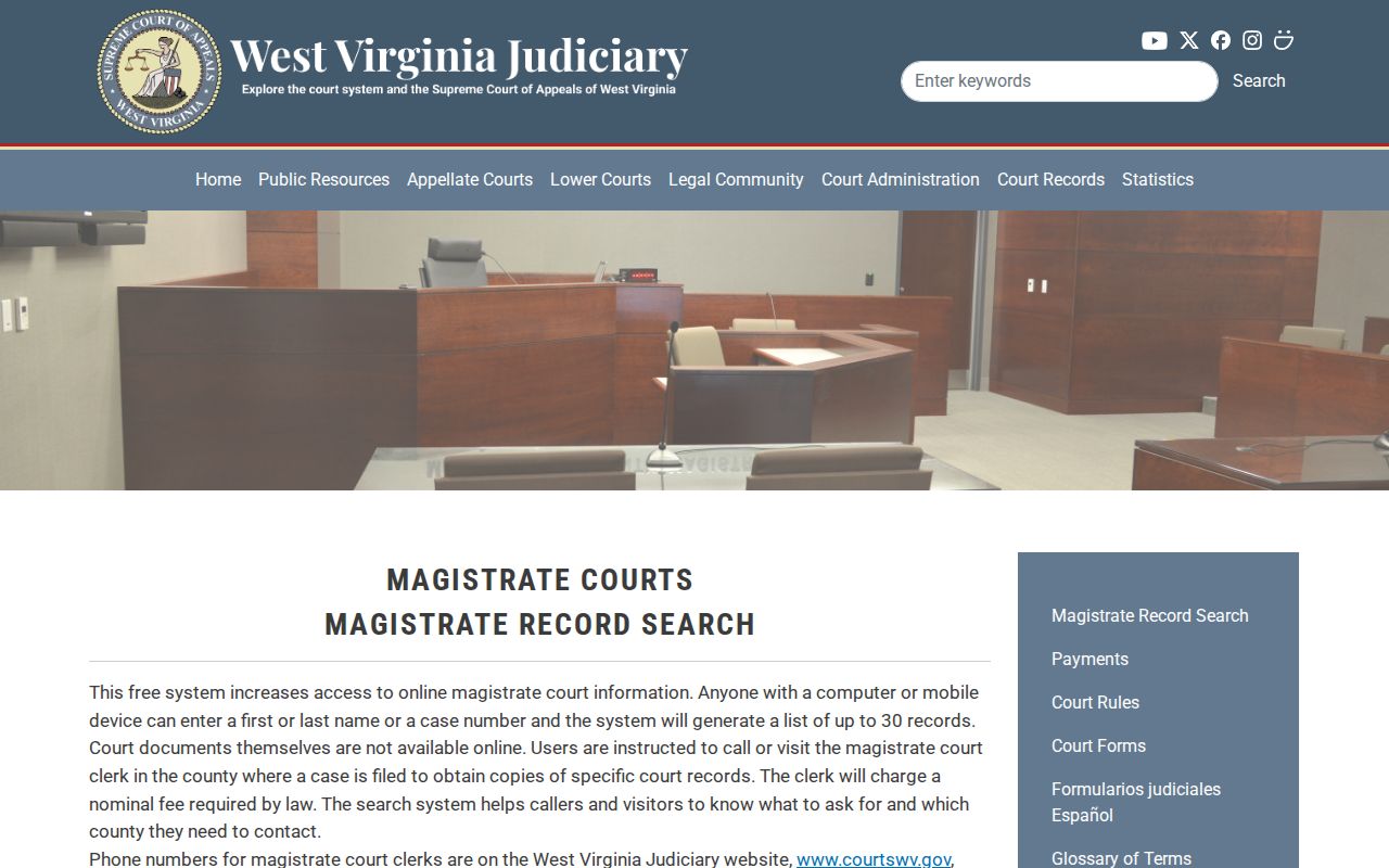 Official Magistrate record search instructions for Mineral County criminal cases