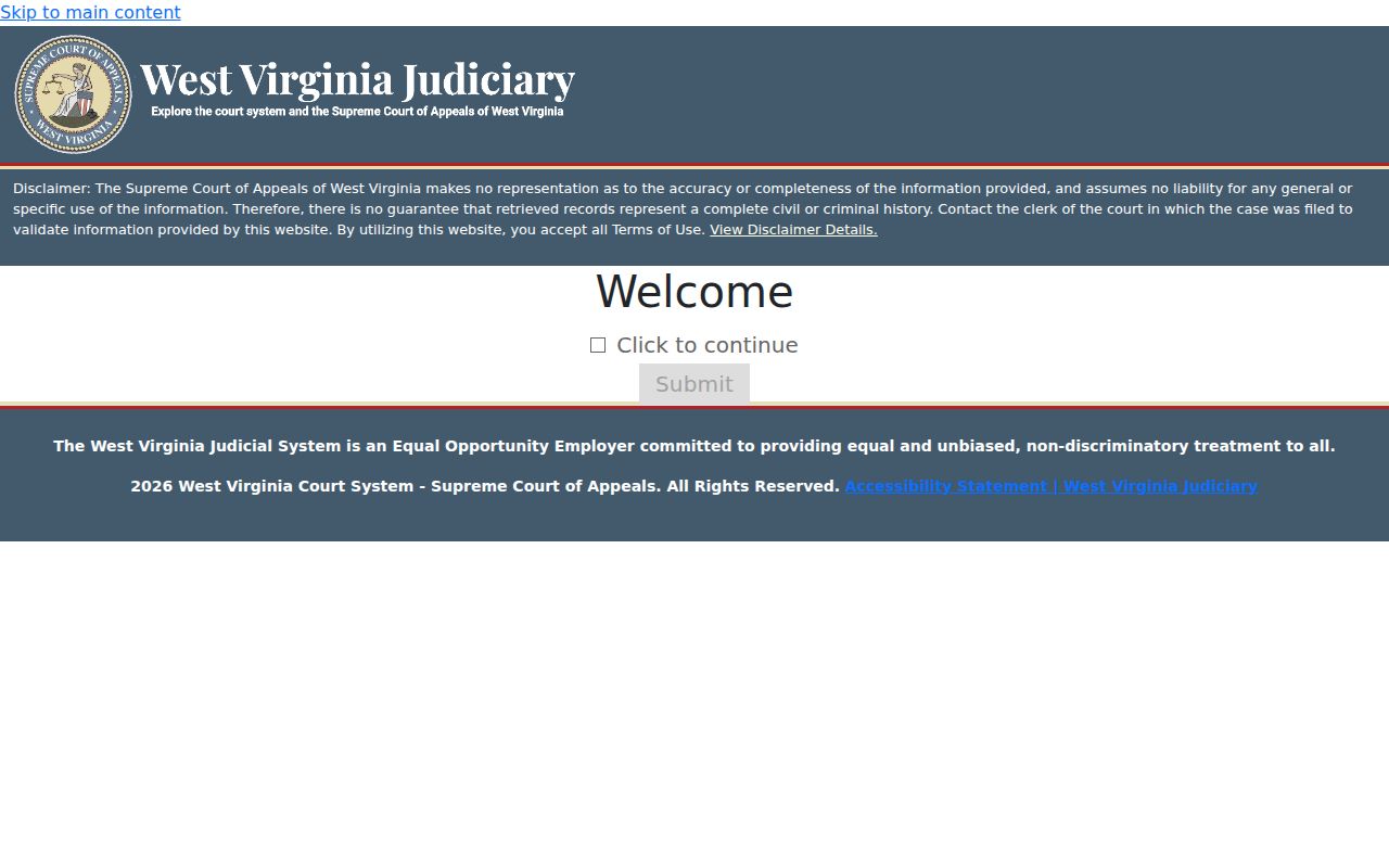 West Virginia Magistrate case search page used for Mineral County criminal dockets