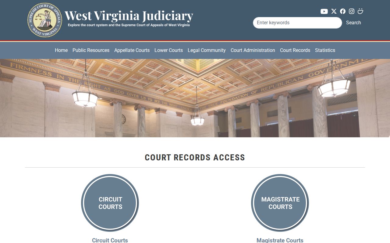 West Virginia Judiciary court record access page for Mineral County dockets