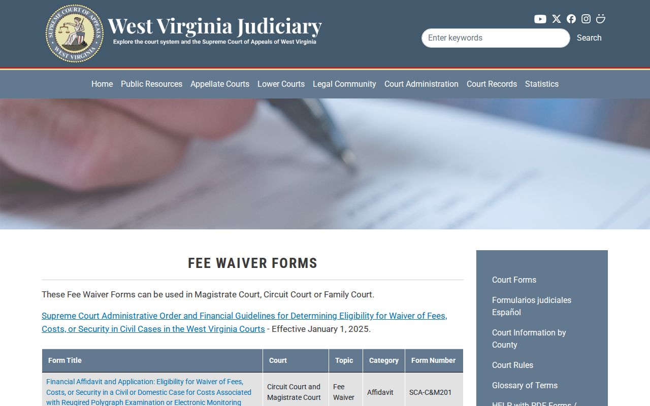 Mineral County court record fee waiver forms