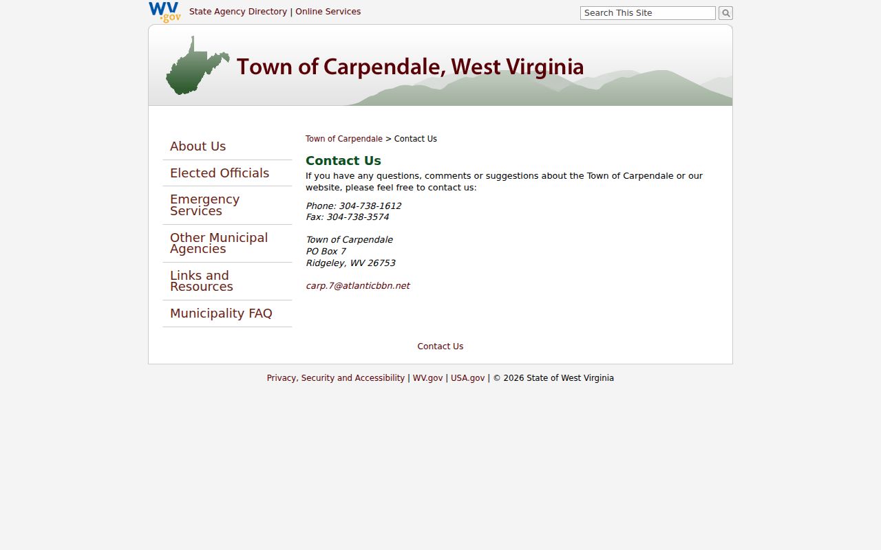 Carpendale official contact page for local docket routing