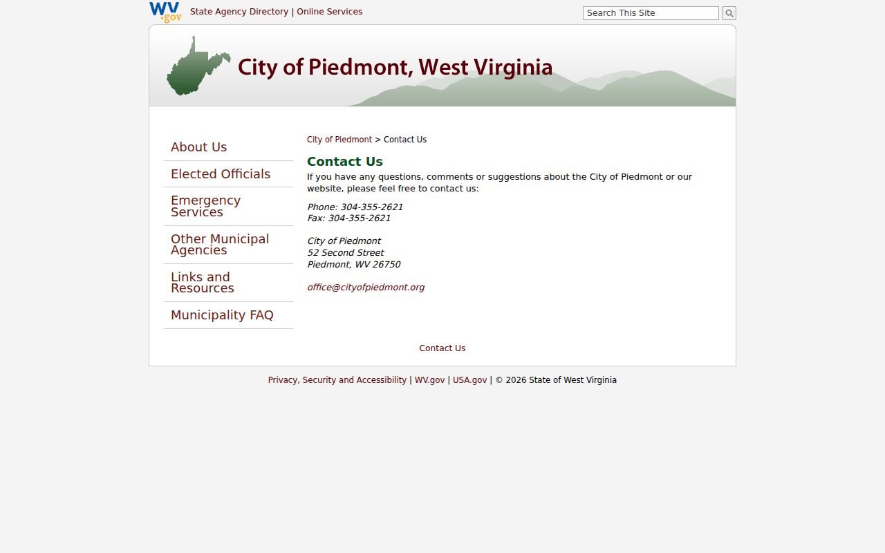 Official Piedmont contact page for local docket routing