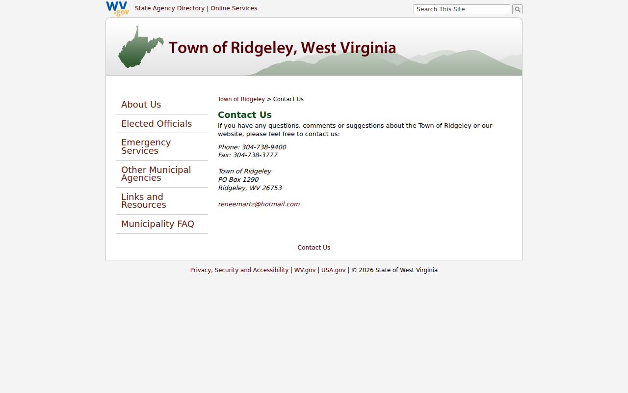 Ridgeley court docket official contact route