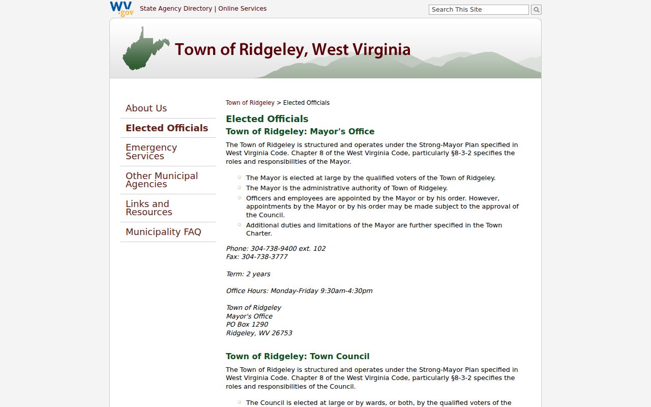 Ridgeley docket search town government information